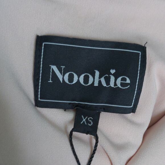 Nookie Hollywood Midi Dress Blush Pink Off the Shoulder Cutout Choker XS New - Picture 8 of 12